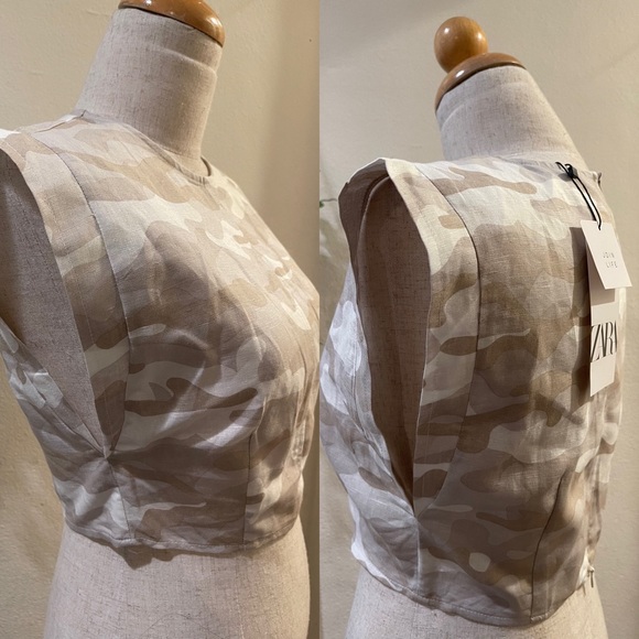 NEW ZARA LINEN CROPPED TOP - Picture 5 of 8